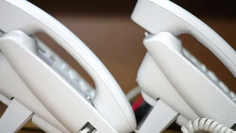 Three ip phone standing in a row Stock Footage 71926470