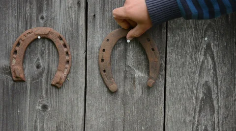 Three iron horseshoes Stock Footage 39950018