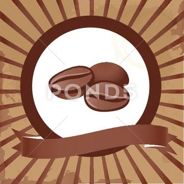 Three isolated coffee beans on background. Stock Illustration