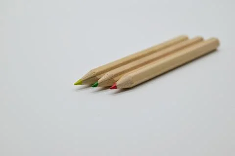 Three isolated pencils close up Stock-Fotos