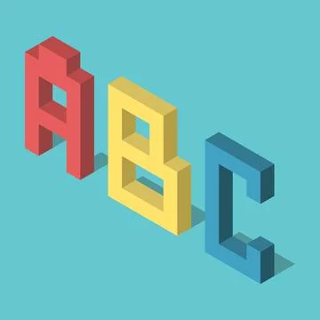 Three isometric ABC letters Stock Illustration