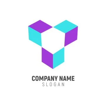 Three Isometric Box Logo Design Stock Illustration