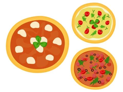 Three Italian pizzas Illustrazione stock