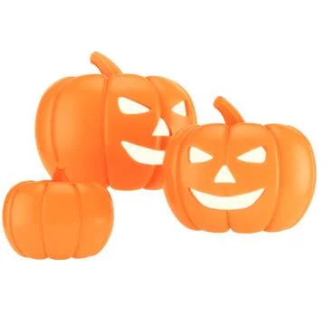 Three jack-o'-lantern pumpkins isolated on white background Stock Illustration