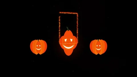 Three jack o lanterns with animated question mark. Stock-Footage 344038574