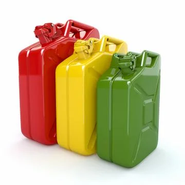 Three jerrycan. fuel can on white background Stockillustratie