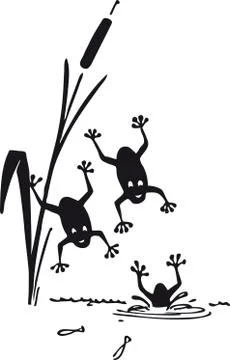 Three jumping frogs, Retro Vector Illustration Stock Illustration