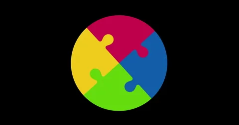 Three keyframes show puzzle pieces against black Stock Footage 333404626