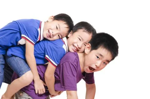 Three kid stack together Stock Photos