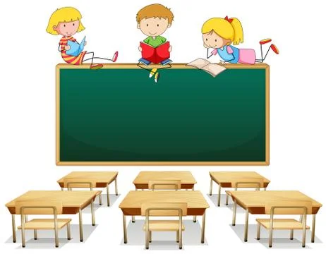 Three kids in the classroom Illustrazione stock