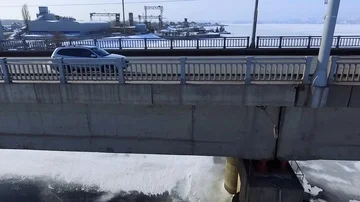 Three-kilometer bridge over the Volga river Stock Footage 85836803
