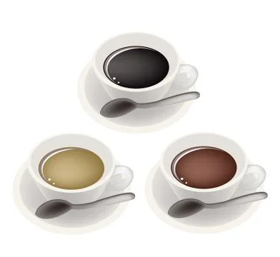 Three Kind of Coffee in Ceramic Cup Stock Illustration