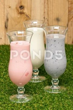 Three kind of a milk shake Stock Photos