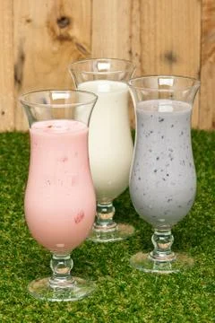 Three kind of a milk shake Stock Photos