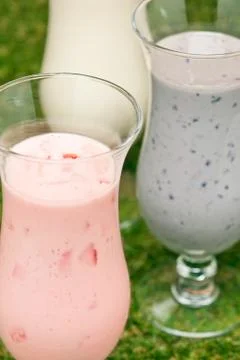 Three kind of a milk shake Stock Photos