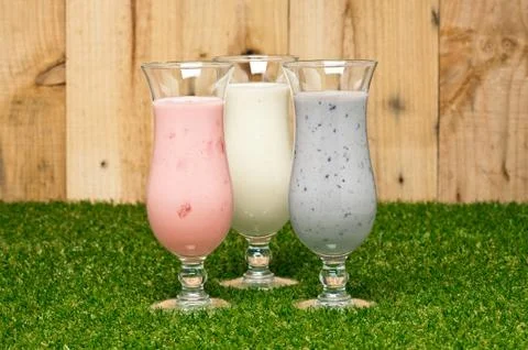 Three kind of a milk shake Stock Photos