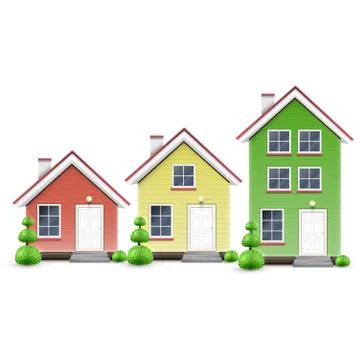 Three kinds of houses, vector. Ilustración de archivo