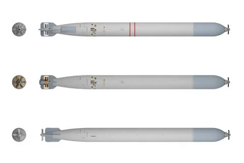 Three kinds of torpedoes isolated on white Illustrazione stock