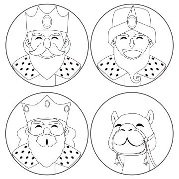Three Kings And Camel Coloring Stock Illustration