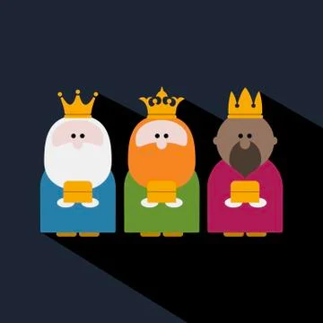 Three Kings on Epiphany day and a dark background Stock Illustration