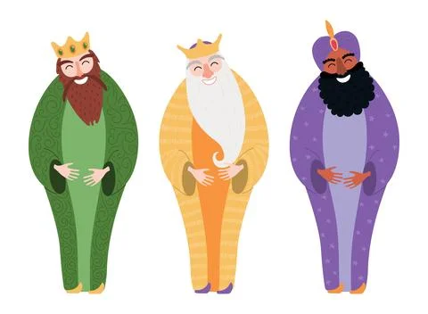 Three kings, wise men, magi faces isolated Stock Illustration