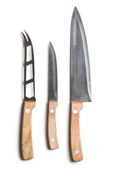 Three kitchen knives Stock Photos