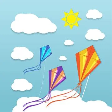 Three kites in the sky Stock Illustration