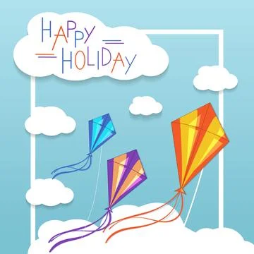Three kites in the sky Stock Illustration
