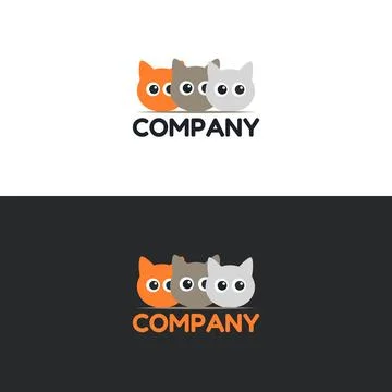 Three Kittens Mascot Logo Icon Stock Illustration