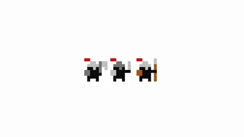 Three knight pixel art animation. Animated retro game pixelated Stock Footage 285753176