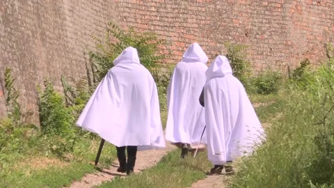 Three knights Templar wallking 1 Stock Footage 140599528
