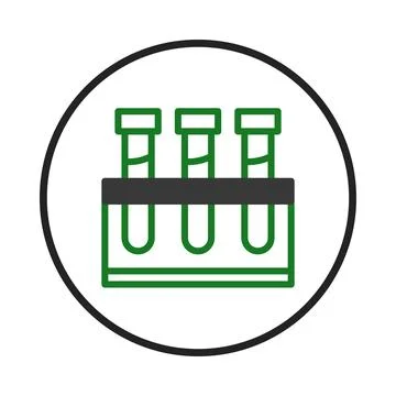 Three laboratory test tubes icon contained within a circular frame symbolis.. Illustrazione stock