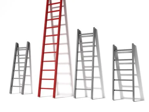 Three ladders, concept success 库存插图