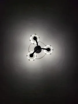 Three-Lamp Ceiling Fixture Viewed from Below 写真素材