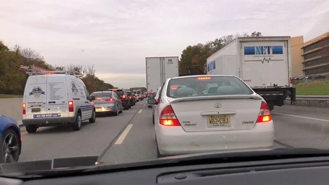 Three lane highway traffic hyper lapse Stock Footage 87274459