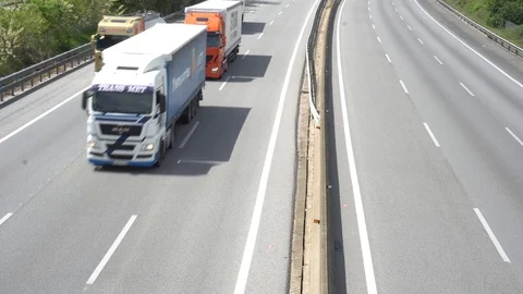 Three-lane highway in two directions of traffic Stock Footage 111089742