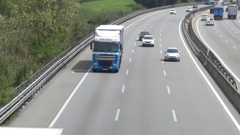 Three-lane highway in two directions of traffic Stock Footage 111089885