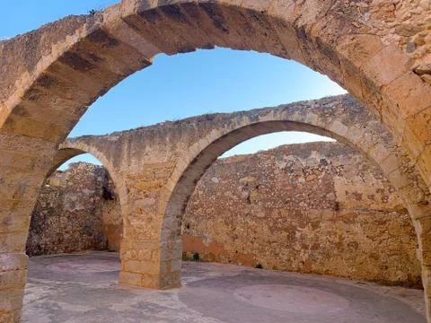 Three Large Ancient Stone Archways Stock Photos
