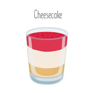 The three layer berry cheesecake in a glass stock vector illustration Stock Illustration