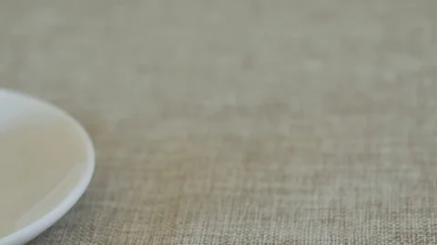 Three layer cake on plate Video stock 76849070