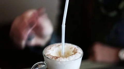 Three-layer latte. Close-up. Stock Footage 72165888