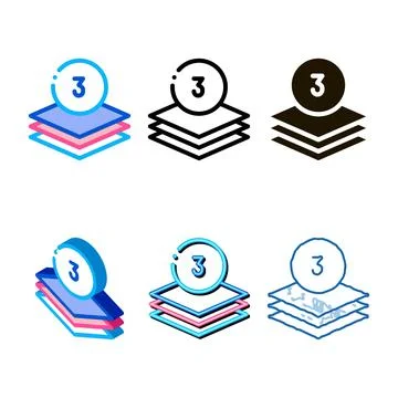 Three layers range icon vector outline Stock Illustration