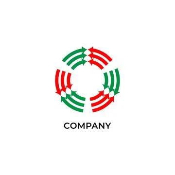 Three layers of red and green arrows spinning. Logo design template. Recycl.. Stock Illustration