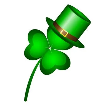 Three-leaf clover in a cap hat symbol of St. Patrick s Day Stock Illustration