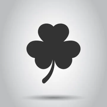Three leaf clover icon in flat style. St Patricks Day vector illustration on  Stock Illustration
