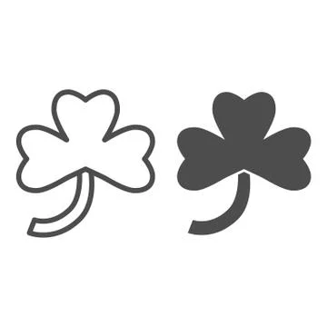 Three leaf clover line and solid icon. Irish shamrock plant leaf outline style Illustrazione stock