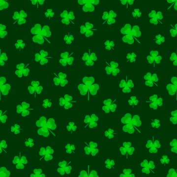 Three-leaf clover, pattern on a green background. Vector illustration Stock Illustration