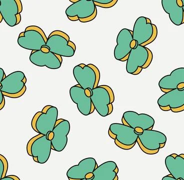 Three leaf clover seamless pattern. Isometric icon. Symbol of Saint Patrick.. Stock Illustration