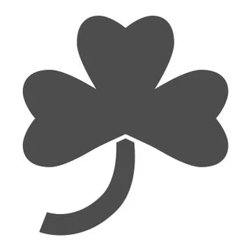 Three leaf clover solid icon. Irish shamrock plant leaf glyph style pictogram on Illustrazione stock
