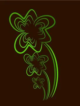 Three-leaf clovers over brown background Stock Illustration